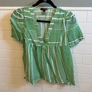 Aqua Striped Green and White Blouse size small